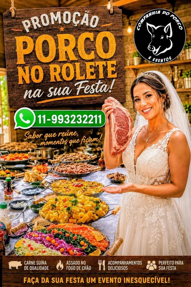 Buffet de Churrasco com Porco no Rolete