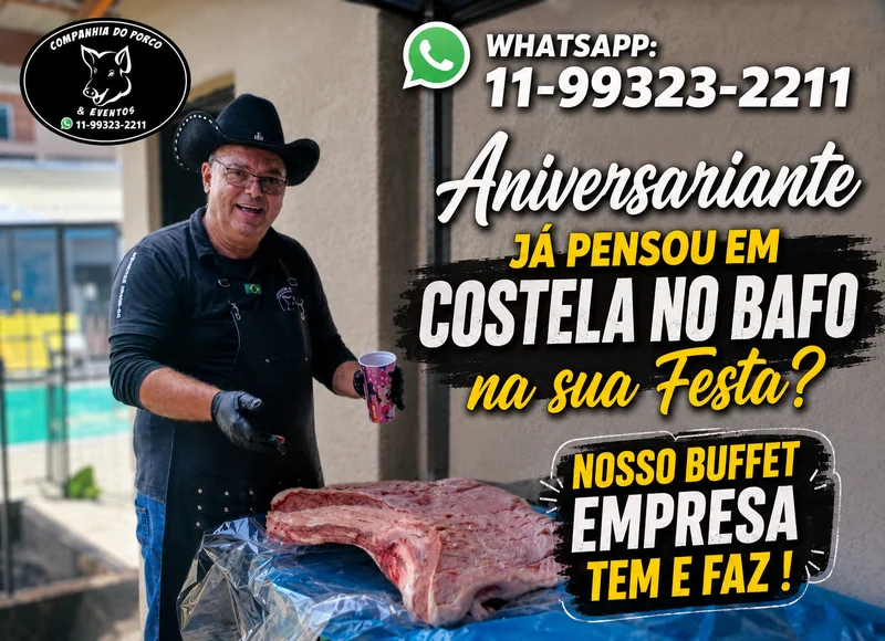 Buffet de Churrasco com Porco no Rolete